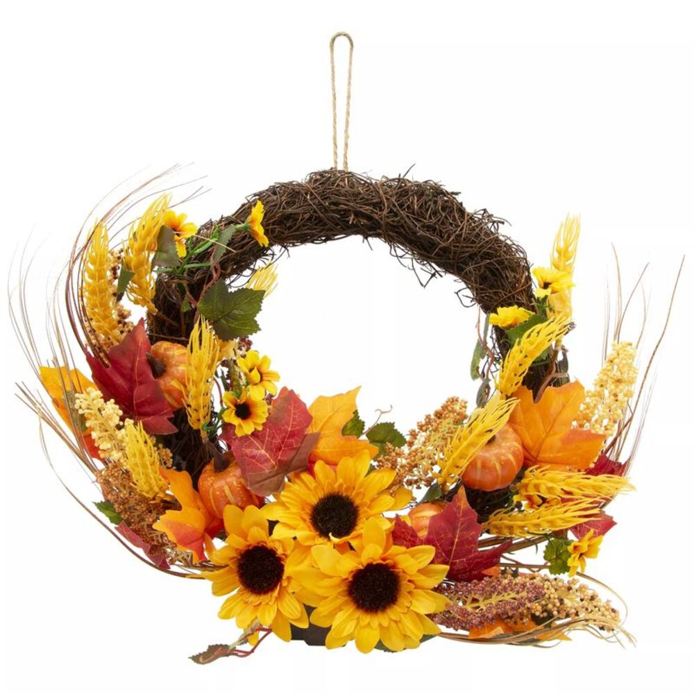 Autumn Harvest Illuminated Battery Operated 13" Wreath